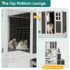 3-Tier Wooden Outdoor & Indoor Cat House Suitable for 1-3 Cats Cat Enclosure Resting Box with 4 Platforms and 2 doors Cat Shelter Kitty House with a J