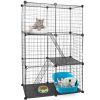 3 Tier Cat Playpen Cage Metal Indoor Cat House Detachable Kitten House with 3 Doors 2 Ladders Large Cat Exercise Place for 1-2 Cats Black