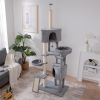 Cat Tree, 105-Inch Cat Tower for Indoor Cats, Plush Multi-Level Cat Condo with 3 Perches, 2 Caves, Cozy Basket and Scratching Board, GRAY COLOR