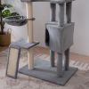 Cat Tree, 105-Inch Cat Tower for Indoor Cats, Plush Multi-Level Cat Condo with 3 Perches, 2 Caves, Cozy Basket and Scratching Board, GRAY COLOR