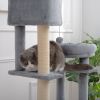 Cat Tree, 105-Inch Cat Tower for Indoor Cats, Plush Multi-Level Cat Condo with 3 Perches, 2 Caves, Cozy Basket and Scratching Board, GRAY COLOR