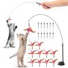 Cat Feather Toys Wand Rod Interactive Cat Spring Bell Play Toys