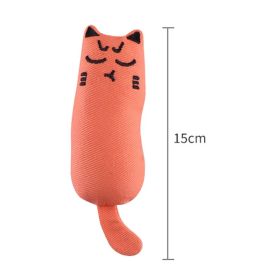 EW pet thumb toy small expression plush catnip teaser stick (Color: Orange)