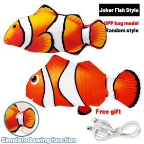 Cat Toys Floppy Wagging Fish Cat Toy Fish USB Electric Charging Simulation Fish Catnip Cat Pet Chew Toys (Color: Clownfish)