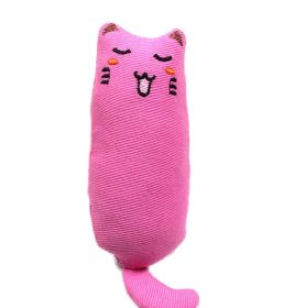 Cat Catnip Toys Playing Teeth Cleaning Plush Pillow Scratcher Pet Catnip Teeth Grinding Chew Toys (Color: Pink)