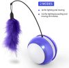 Rolling Pet Toys Interactive 360 Degree Automatic Self Rotating LED Light Sound Cat Chaser Ball Exercise with Detachable Feather