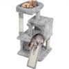 36" Cat Tree with Condo and Scratching Post Tower Kitten Activity Plush Play House Cat Nest