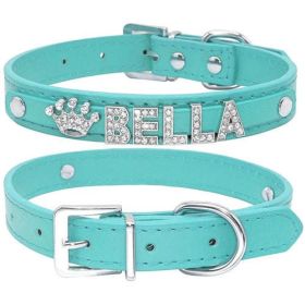 Bling Rhinestone Puppy Dog Collars Personalized Small Dogs Chihuahua (Color: Blue, size: M)