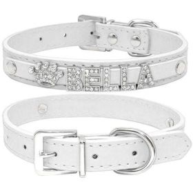 Bling Rhinestone Puppy Dog Collars Personalized Small Dogs Chihuahua (Color: White, size: XS)