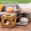 Mewoofun Handmade Cat Supplies Cat House for Indoor Woven Rattan Designed Pets