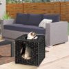 Mewoofun Handmade Cat Supplies Cat House for Indoor Woven Rattan Designed Pets